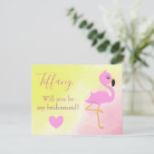 Roze Flamingo Zal je mijn bruidsmeisje zijn? Kaart (Staand voorkant)