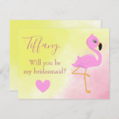 Roze Flamingo Zal je mijn bruidsmeisje zijn? Kaart (Voorkant / Achterkant)