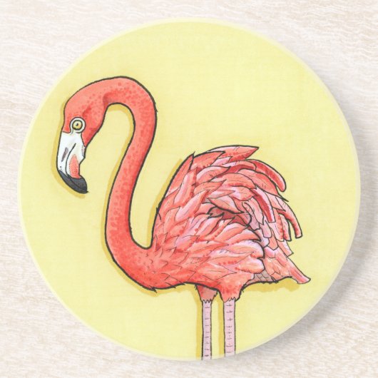 Roze Flamingo Zandsteen Onderzetter (Voorkant)