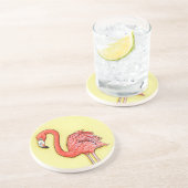 Roze Flamingo Zandsteen Onderzetter (Zijkant)
