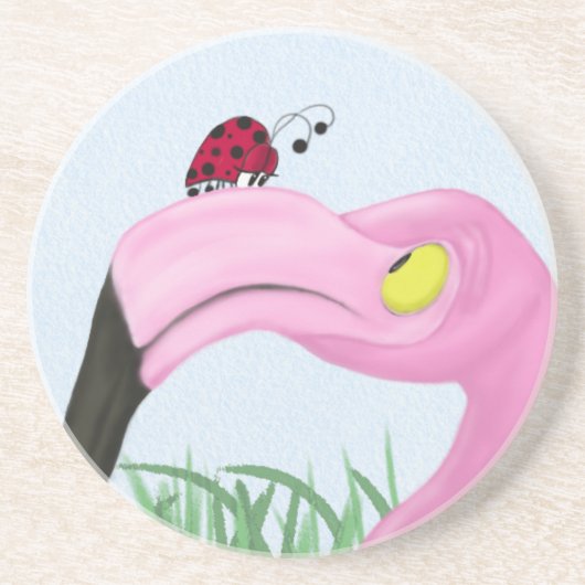  roze flamingo zandsteen onderzetter (Voorkant)