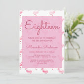 Roze Flamingo Zomer 18e Verjaardagsfeest Kaart (Staand voorkant)
