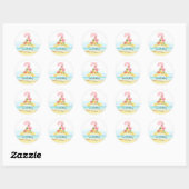 Roze flamingo zomer 2e verjaardag ronde sticker (Vel)