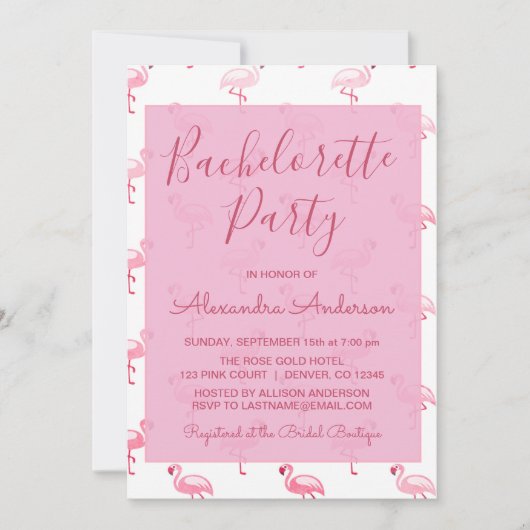 Roze Flamingo Zomer Bachelorette Party Kaart (Voorkant)