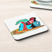 Roze flamingo zomer bier onderzetter (Linkerzijde)