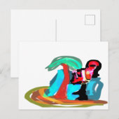 Roze flamingo zomer briefkaart (Voorkant / Achterkant)