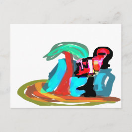 Roze flamingo zomer briefkaart