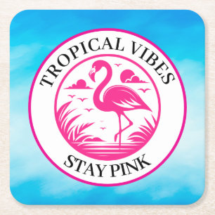 Roze Flamingo Zomer Cirkel Ontwerp-68730 Kartonnen Onderzetters