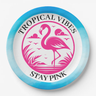 Roze Flamingo Zomer Cirkel Ontwerp-68730 Papieren Bordje