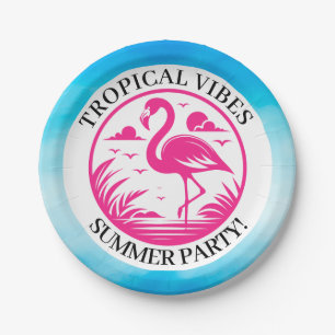 Roze Flamingo Zomer Cirkel Ontwerp-68730 Papieren Bordje
