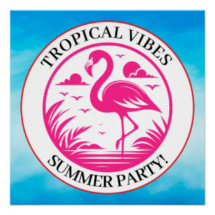 Roze Flamingo Zomer Cirkel Ontwerp-68730 Perfect Poster