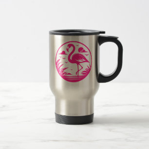 Roze Flamingo Zomer Cirkel Ontwerp-68730 Reisbeker