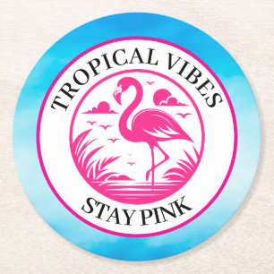 Roze Flamingo Zomer Cirkel Ontwerp-68730 Ronde Kartonnen Onderzetter