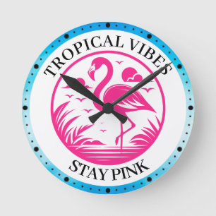 Roze Flamingo Zomer Cirkel Ontwerp-68730 Ronde Klok
