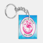 Roze Flamingo Zomer Cirkel Ontwerp-68730 Sleutelhanger (Voorkant Links)