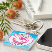 Roze Flamingo Zomer Cirkel Ontwerp-68730 Sleutelhanger (Voorkant Rechts)