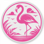 Roze Flamingo Zomer Cirkel Ontwerp-68730 Sticker (Voorkant)