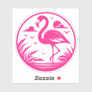 Roze Flamingo Zomer Cirkel Ontwerp-68730 Sticker