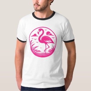 Roze Flamingo Zomer Cirkel Ontwerp-68730 T-shirt