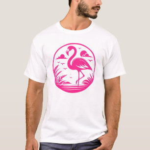 Roze Flamingo Zomer Cirkel Ontwerp-68730 T-shirt