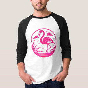 Roze Flamingo Zomer Cirkel Ontwerp-68730 T-shirt