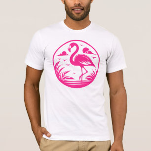 Roze Flamingo Zomer Cirkel Ontwerp-68730 T-shirt