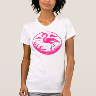 Roze Flamingo Zomer Cirkel Ontwerp-68730 T-shirt