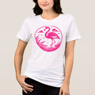 Roze Flamingo Zomer Cirkel Ontwerp-68730 Tri-Blend Shirt