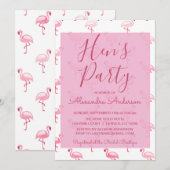 Roze Flamingo Zomer Hen's Party Kaart (Voorkant / Achterkant)