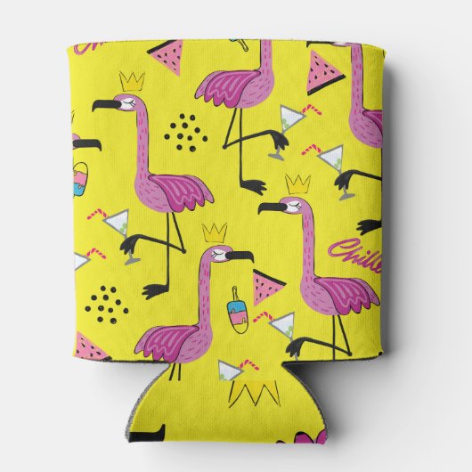 Roze Flamingo: Zomer Mode Patroon Blikjeskoeler (Achterkant)