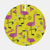 Roze Flamingo: Zomer Mode Patroon Glas Ornament (Achterkant)