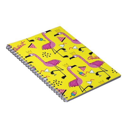 Roze Flamingo: Zomer Mode Patroon Notitieboek (Rechterzijde)