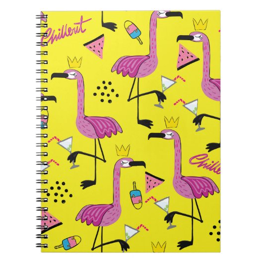 Roze Flamingo: Zomer Mode Patroon Notitieboek (Voorkant)