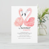 Roze Flamingo Zomer Party Uitnodiging (Staand voorkant)