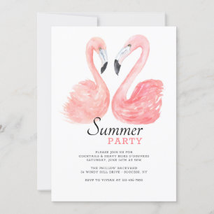 Roze Flamingo Zomer Party Uitnodiging