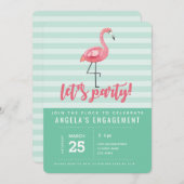 Roze Flamingo Zomer Party Uitnodiging (Voorkant / Achterkant)