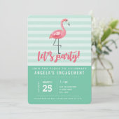 Roze Flamingo Zomer Party Uitnodiging (Staand voorkant)