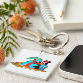 Roze flamingo zomer sleutelhanger (Voorkant Rechts)