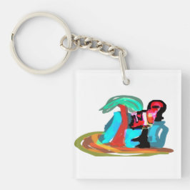 Roze flamingo zomer sleutelhanger