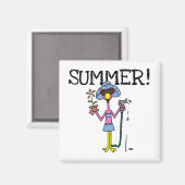 Roze Flamingo Zomer T-shirts en geschenken Magneet (Voorkant / Achterkant)