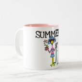 Roze Flamingo Zomer T-shirts en geschenken Tweekleurige Koffiemok (Voorkant links)