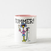 Roze Flamingo Zomer T-shirts en geschenken Tweekleurige Koffiemok (Center)
