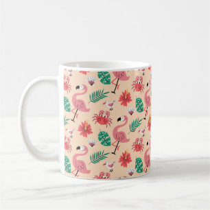 Roze Flamingo Zomer Tropisch Patroon Koffiemok