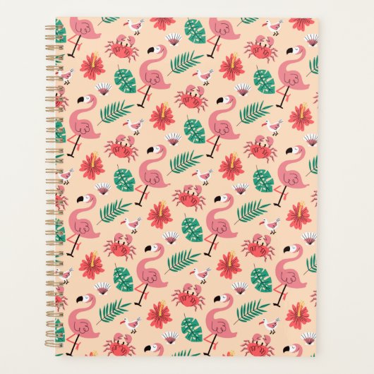 Roze Flamingo Zomer Tropisch Patroon Planner (Voorkant)