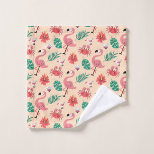 Roze Flamingo Zomer Tropisch Patroon Washandje