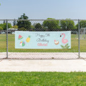 Roze Flamingo Zomer Verjaardagsfeest Banner (Insitu)