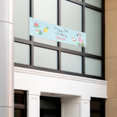 Roze Flamingo Zomer Verjaardagsfeest Banner (Buitenkant Gebouw)