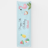 Roze Flamingo Zomer Verjaardagsfeest Banner (Verticaal)