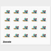 Roze flamingo zomer vierkante sticker (Vel)