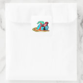 Roze flamingo zomer vierkante sticker (Tas)
